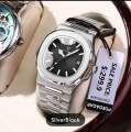 Pecolagar Quartz Men’s Luxury Stainless Steel and belt Watch with Box.