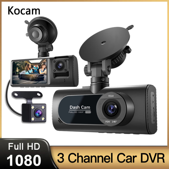 3 Channel Car DVR HD 1080P 3-Lens Vehicle Dash Cam Three Way Camera ...
