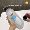 Panda Transparent Water Bottles With Straw Large Capacity Drinking Utensils 1000ml.