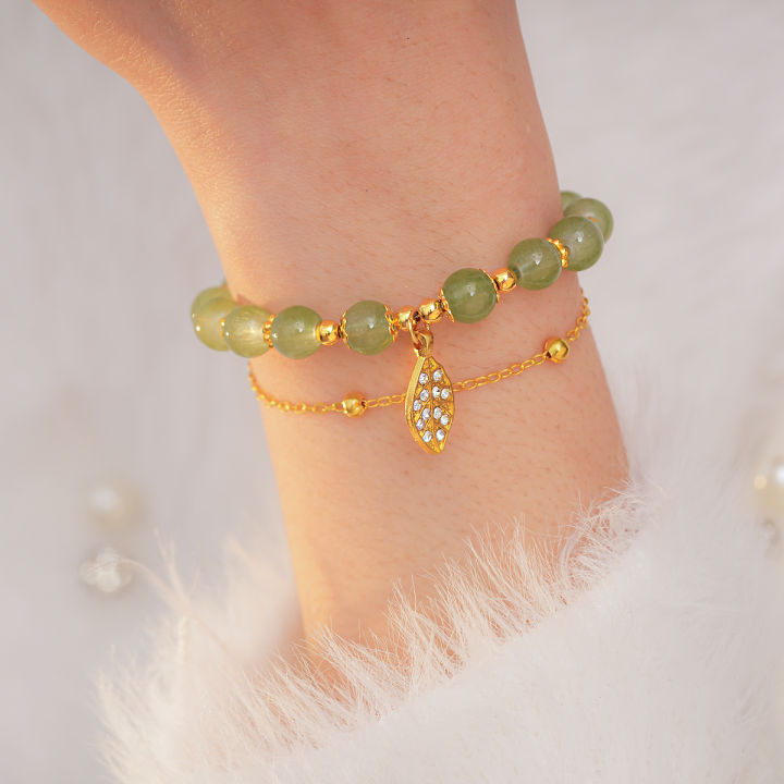 Chinese%20Style%20Green%20Jade%20Bracelet%20For%20Women%20Exquisite%20Gold%20Color%20Leaves%20Wrist%20Strap%20Bangle%20Double%20Chain%20Bracelet%20%20K%20-%20Image%204