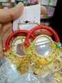 Ladies Hand made gotta earrings for mehndi and mayo function. 