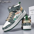 Men's High Top Winter Sports Shoes, Fashionable Men's Designer Sports Shoes, Anti Slip Cotton Wool Warm Shoes. 