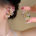 Romantic Colorful Zircon Flower Earrings For Women Girls Fashion Sweet Waterdrop Flower Earrings Exquisite Party Jewelry Gifts. 