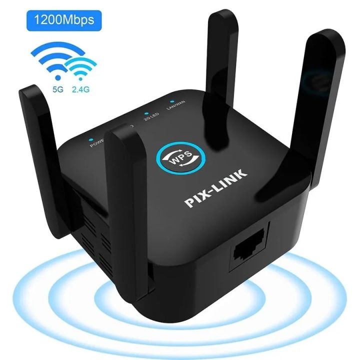 PIXLINK AC24 WiFi Extender 1200Mbps 2.4&5Ghz Dual Band Wireless Long Range Extender Quick Setup For Home Signal Booster