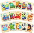 6 piece Wooden Puzzles for Toddlers 3 Years Animal Vehicle Jigsaw Puzzle Educational Kids Puzzles Toys Montessori Learning Jigsaw Toy. 
