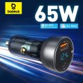 Baseus 65W PPS Car Charger USB Type C Dual Port PD QC Fast Charging For Laptop Translucent Car Phone Charger For iPhone.