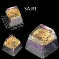 SA R1 Profile Black Gold Time Resin Keycaps Personalized Handmade Single for MX Mechanical Keyboard. 