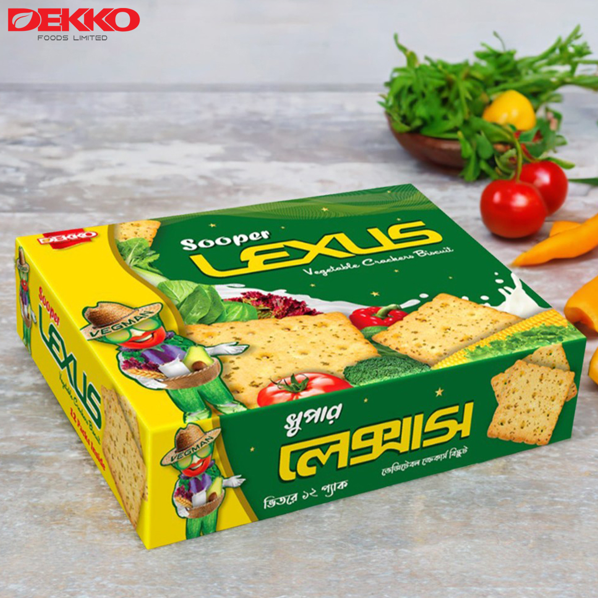 Dekko Sooper Lexus Vegetable Cracker Biscuit (12 pcs pack) - 180g