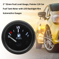 2'' 52mm Fuel Level Gauge, Pointer 12V Car Fuel Tank Meter with LED Backlight Rim Automotive Gauges. 