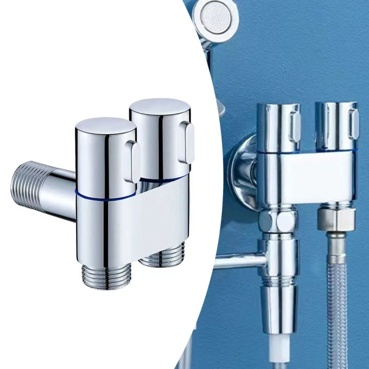 G1/2 Alloy Double Control Angle Valve 1 In Two Out Wall Mount Washing Machine Faucet Toilet Triangle Valve For Bathroom Toilet