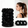 1/6/16/32/100pcs bulk satin scrunchies suitable women elegant black 10cm headwear hair ties accessories casual cute. 