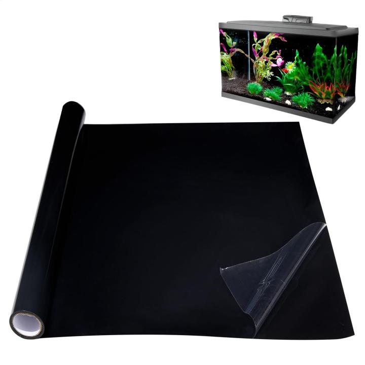 Fish Tank Background Sticker Black Static Cling Film Adhesive-Backed Film Wallpaper Aquarium Background Decorations