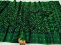 Silk - Black with Green Jamdani Saree Without Blouse Piece for Women Suitable for All Seasons - Appropriate for Both Party & Casual Wear. 