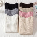 Autumn Winter Women Sweaters Casual Long Sleeve Knitted V Neck Pullover Sweater Femme Basic Solid Jersey Tops Fashion Clothes. 