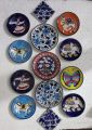 wall hanging plates blue pottery. 
