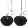 2 Drain Stopper with Chain Round Beaded Universal Bath Sink Drain Plug Strong Sealing Kitchen Bathroom Drain Fittings.