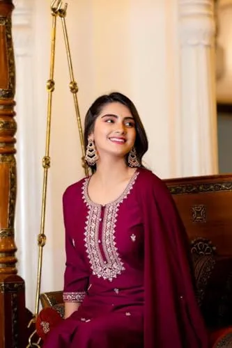 Womens%20Cotton%20Blend%20Kurta%20With%20Pant%20Two%20Piece%20Embroidered%20Ethnic%20Suit%20Casual%20Traditional%20Wear%20-%20Image%203