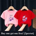 2pcs/Pack Girls Purple Butterfly T-Shirt Kids Fashion Short Sleeve Sister Matching Outfit Kids Best Friend Tops Tee. 