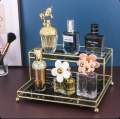 Mirrored Vanity Tray for Dresser Jewelry and Perfume Tray - Two Tier Trays. 