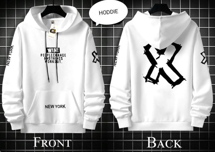white hoodie men and women pull over with extra good quality