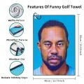Tiger Design Funny Microfiber Premium Golf Towel, Printed Golf Towels for Golf Bags for Men&Women, Golf Accessories For Dad.