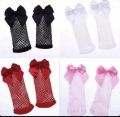 Stretchable Kids Fishnet Bow Socks - Free Size. 