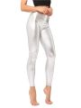 Bright leather nine-point pants high spring silver imitation leather fashion solid color leggings PU leather pants for women. 
