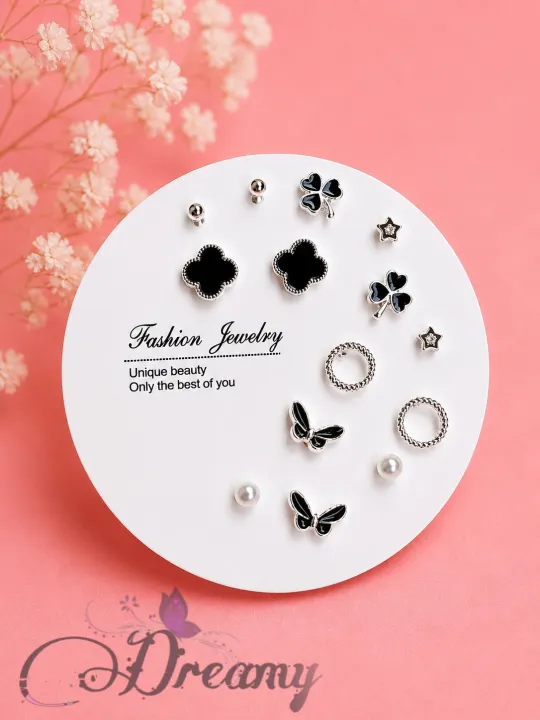 Simple%20Cute%20Stone%20Design%207%20Pairs%20Earrings%20Set%20for%20Girls%20Women's%20Fashion%20Jewellery%20-%20Image%206