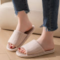 Women Spring and Autumn Slippers Fashion Stripe Flax Indoor Non-slip Comfy Soft Sole Couple Bedroom Causal Flat Shoes. 