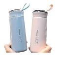 Nice Water Bottle, 400ml Glass Bottle with Silicone Plastic Shell, Leak Proof, BPA Free | Glass Inner Liner | Ideal for School or College | (Pack of 1)(Random Color). 