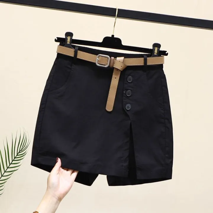 Chic%20Shorts%20Women%20Belt%20Korean%20Solid%20Buttons%20Side%20Slit%20A-line%20Streetwear%20Fashion%20Skirts%20Chic%20Harajuku%20Summer%20Loose%20Pants%20-%20Image%204