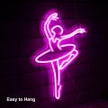 Pink Ballerina Neon Sign LED Wall Art for Bedroom Living Room Dance Studio Decor Romantic Elegant Girl  Artistic Lighting. 