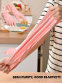 1/2/3 Pair Thick Waterproof Nitrile Latex Kitchen Cleaning Gloves - Non-Slip Grip for Kitchen, Laundry & Bathroom (Pink). 
