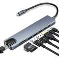Genuine USB C Hub (8 in 1 Multifunction Adapter for MacBook & Windows) / USB Docking Station / 4K HDMI, HDTV, SD/TF card, RJ45, USB C. 
