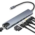 USB C Hub 8 in 1 Multifunction Adapter for MacBook Windows 4K HDMI SD TF Card RJ45 USB Docking Station. 
