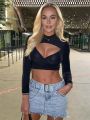 Hollow Out T Shirts For Women Streetwear Long Sleeve Crop Top Y2k Clothes Turtleneck Camisetas Skinny Ropa Mujer Hot Club Outfit.