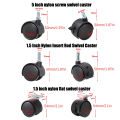 1Pair 1.5inch Universal Wheel Swivel Caster Roller Wheel Furniture Office Chair Caster With Brake. 