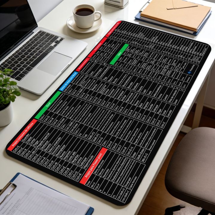 Spanish Excel Shortcuts Pattern Large Mouse Pad Office Desk Mat Computer Keyboard Pad Starters for Office Workers Students