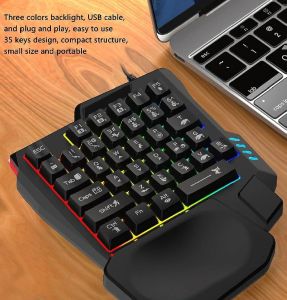 Bilashmart One Handed Gaming Keyboard Mini Gaming Keyboard Half Keyboard Gaming RGB Gaming Keyboard With 35 Keys Portable Keyboard
