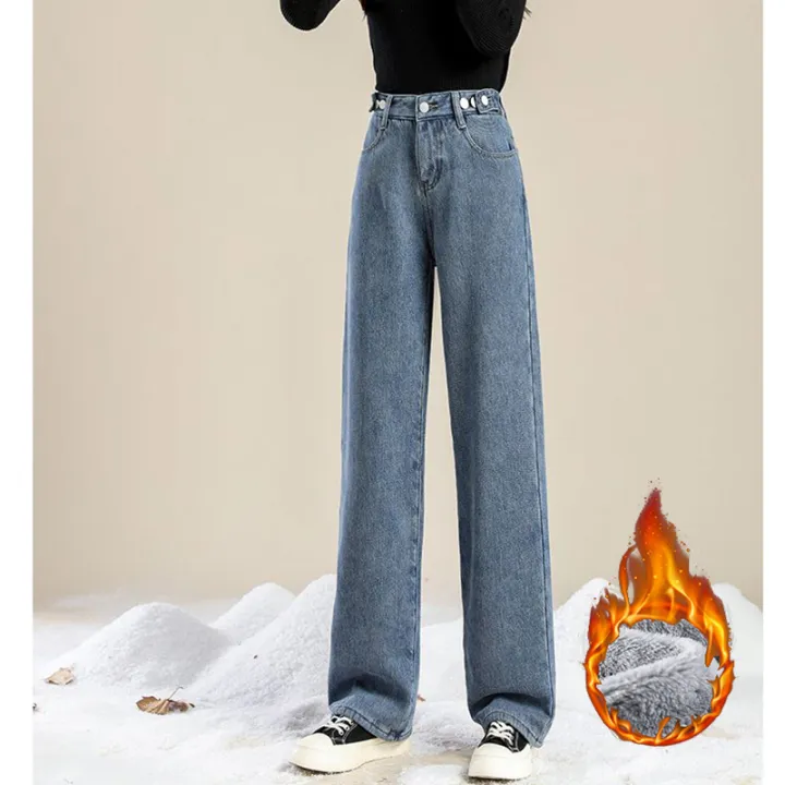 Winter%20Girls%20Plush%20Thermal%20High%20Waist%20Solid%20Jeans%20Lady%20Fleece%20Snow%20Warm%20Denim%20Pants%20Women%20Baggy%20Straight%20Leg%20Daily%20Trousers%20-%20Image%207