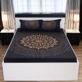 Stylish Digital Home Tex Cotton 8.5/7.5 Feet Double Size Bedsheet with Two Pillow Covers - Elevate Your Bedroom Style with This Chic Bed Sheet. 