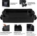 Double Sided Stroller Tray for Snacks & Activities Featuring Faux Leather Side for Eating, Polyester Side for Activities. 