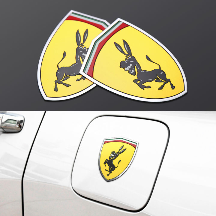 3D Aluminum Creative Funny Ferrari Donkey Emblem Badge Car Trunk Side ...