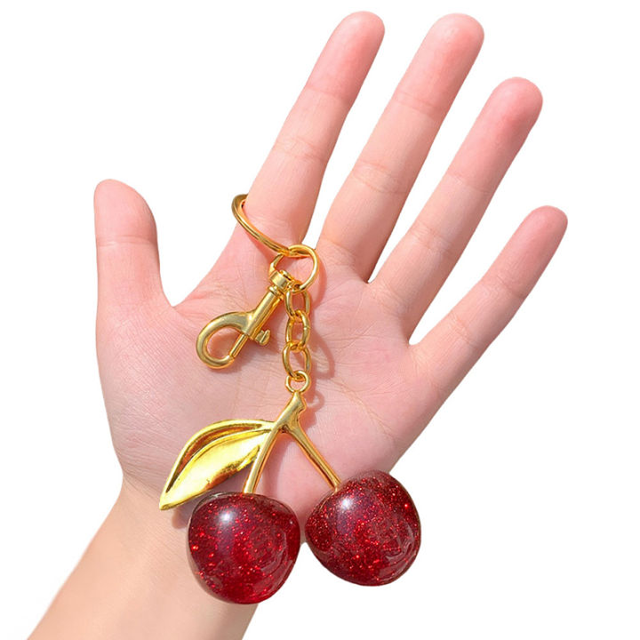 Cherry%20Keychain%20Charm%20Shiny%20Resin%20Metal%20Bag%20Accessory%20Elegant%20%20for%20Women%20Purse%20or%20Handbag%20Decoration%20-%20Image%202