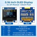 0.96 Inch OLED Display Module, 128x64 Pixel I2C SSD1306 Luminous OLED Screen Board Compatible with Arduino Raspberry Pi ESP32. 