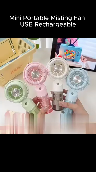 Mini Portable Misting Fan USB Rechargeable Portable Misting Handheld Fan Mini Cooling Fan With Water Spray USB Rechargeable 3 Speed Adjustable Fan Random Colours Portable Air Cooler