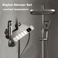 Bathroom Intelligent Piano Keys Shower Faucet Complete Bathroom shower set Digital LCD 4 Function Wall Mount Rainfall Cold Hot Water Bathroom Shower System Rustproof and Durable. 
