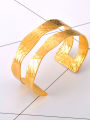 Lokaer Stainless Steel Handmade Casting Wide Cuff Open Bracelet Bangle 18K PVD Plated Waterproof High Quality Jewelry B24082. 