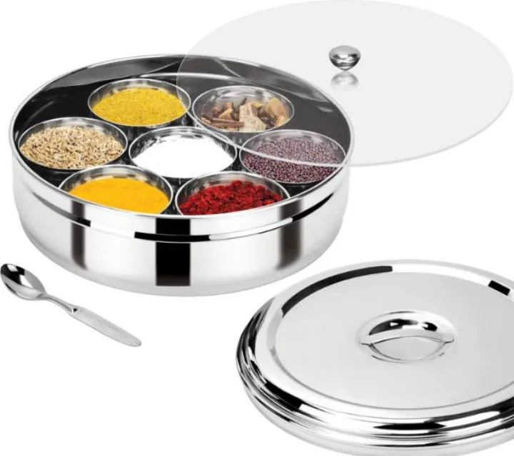 Container Dappa STAINLESS STEEL MASALA DAPPA. Spice , Nuts Storage container. High ...