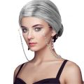 Cosplay Synthetic Old Lady Wigs and Glasses Set Breathable Head Cover Halloween Party Dress Up Grandma Wig Hat for Women. 